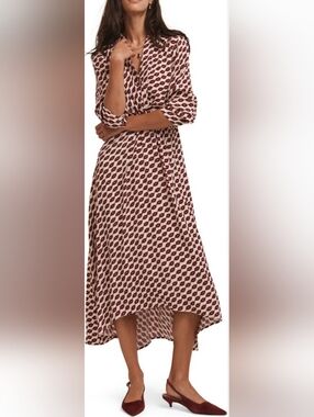 Scoop Women's Burgundy and White Houndstooth  Dress